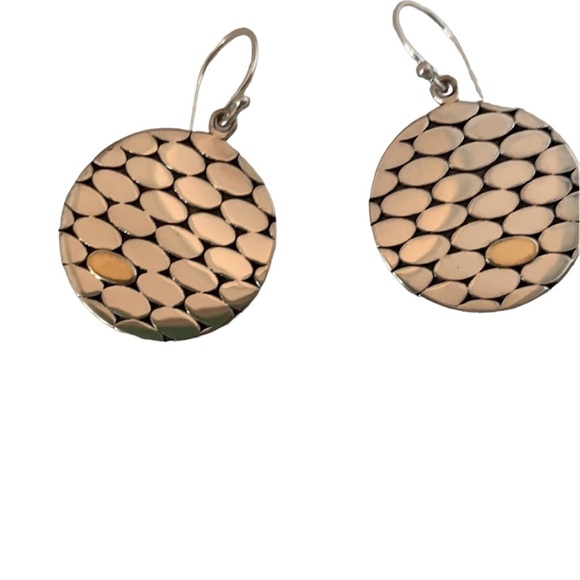 Round Sterling Silver & 18K Gold Pierced Earrings - Picture 2 of 6